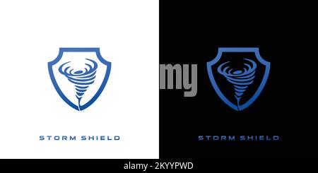 Modern and simple storm shield logo design Stock Vector