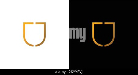 Modern and simple JJ letter shield logo design Stock Vector
