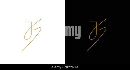 modern and unique handwritten letter JS initials logo design Stock Vector