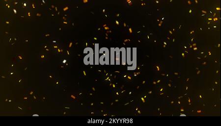 Image of confetti falling over black background Stock Photo - Alamy