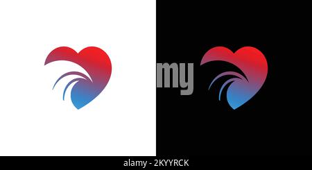 Modern and unique love wave logo design Stock Vector