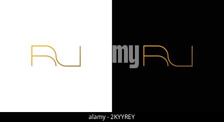 Simple and modern letter RU initials logo design Stock Vector