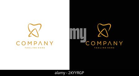 Simple and modern letter A initials dentist logo design 2 Stock Vector