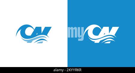 Unique and modern CN letter initial wave logo design Stock Vector