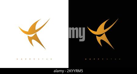Unique and elegant smile star logo design Stock Vector