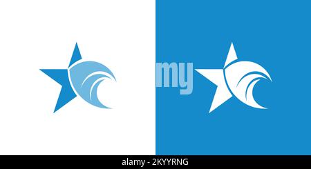 Unique and modern wave star logo design 2 Stock Vector