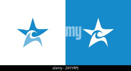 Unique and modern wave star logo design Stock Vector