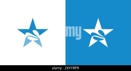Unique and modern wave star logo design 4 Stock Vector