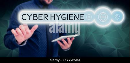 Text caption presenting Cyber Hygiene. Business concept steps that computer users take to improve their cyber security Stock Photo