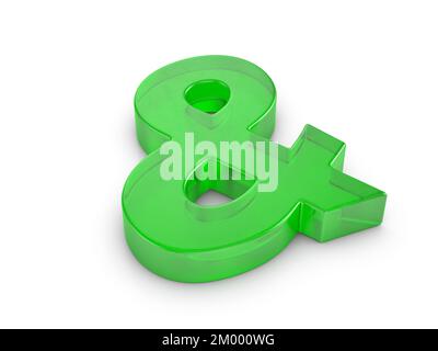 Glass ampersand symbol on a white background. 3d illustration. Stock Photo