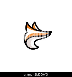 simple vector line art outline fox face logo. fox logo design. fox icon Stock Vector