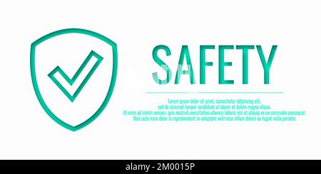 Banner safety first. Vector illustration with word SAFETY on a white background. Place for your text. Stock Vector