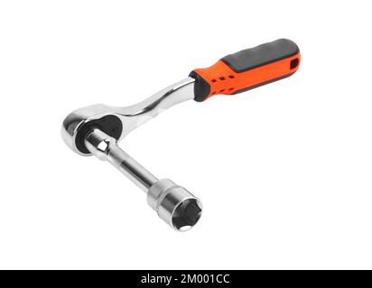 Wrench with ratchet isolated on white background Stock Photo