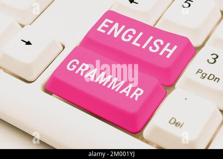 Writing displaying text English Grammar. Word for courses cover all levels of speaking and writing in english Stock Photo
