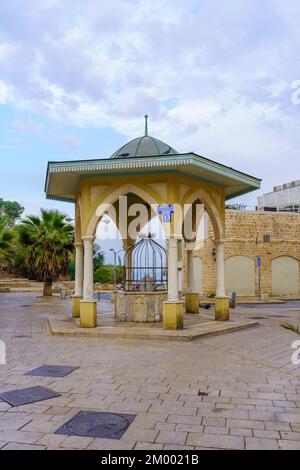 Tel-Aviv, Israel - November 29, 2022: View of the Sebil Abu-Nabut B, an ottoman drinking fountain, in Old Jaffa, now part of Tel-Aviv-Yafo, Israel Stock Photo