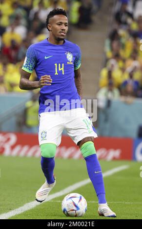 Al Daayen, Qatar. 02nd Dec, 2022. Eder Militao of Brazil during the FIFA World Cup 2022, Group G football match between Cameroon and Brazil on December 2, 2022 at Lusail Stadium in Al Daayen, Qatar - Photo: Jean Catuffe/DPPI/LiveMedia Credit: Independent Photo Agency/Alamy Live News Stock Photo