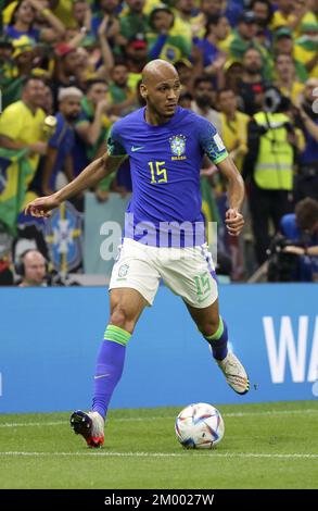 Al Daayen, Qatar. 02nd Dec, 2022. Fabinho of Brazil during the FIFA World Cup 2022, Group G football match between Cameroon and Brazil on December 2, 2022 at Lusail Stadium in Al Daayen, Qatar - Photo: Jean Catuffe/DPPI/LiveMedia Credit: Independent Photo Agency/Alamy Live News Stock Photo