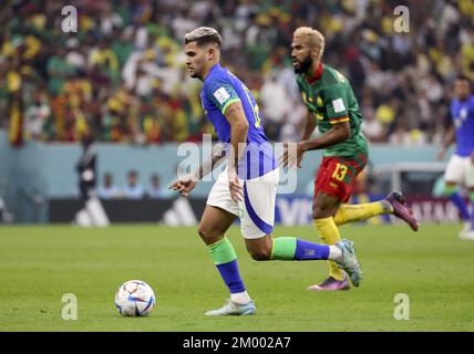 Al Daayen, Qatar. 02nd Dec, 2022. Bruno Guimaraes of Brazil during the FIFA World Cup 2022, Group G football match between Cameroon and Brazil on December 2, 2022 at Lusail Stadium in Al Daayen, Qatar - Photo: Jean Catuffe/DPPI/LiveMedia Credit: Independent Photo Agency/Alamy Live News Stock Photo