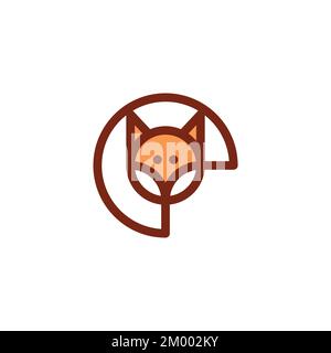 Fox logo template. Fox Origami, fox flat and line art style icon collection Stock Vector