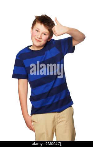 Giving you the thumbs up. Portrait of a young boy giving you the thumbs up. Stock Photo