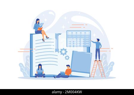 Preparing test together. Learning and studying with friends. Effective revision, revision timetables and planning, how to revise for exams concept. fl Stock Vector