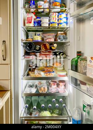 Fridge, well stocked fridge with groceries, emergency stock, Hesse, Germany, Europe Stock Photo