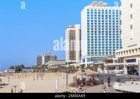 TEL AVIV, ISRAEL - SEPTEMBER 19, 2017: This is a view of the city’s beachfront. Stock Photo