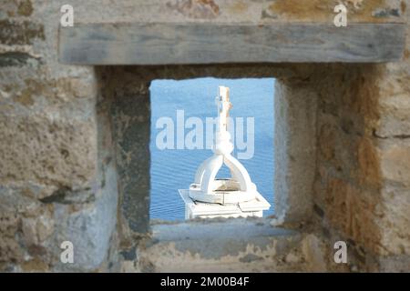 Greece, Dodecanese archipelago, Astypalaia island, Chora, Monastery and Panagia Portaitissa church Stock Photo