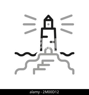 Lighthouse, icon. Marine lighthouses, linear icon. Line with editable stroke. Outline of lighthouse vector icon for web design on white background. Stock Vector