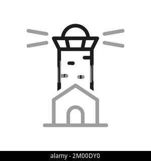 Lighthouse, icon. Marine lighthouses, linear icon. Line with editable stroke. Outline of lighthouse vector icon for web design on white background. Stock Vector