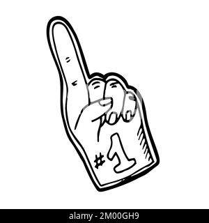 Doodle Fan finger glove Icon. Baseball, Rugby Fan Glove. Isolated vector Stock Vector