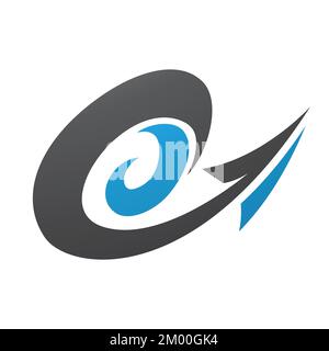 Illustration of Hurricane Shaped Arrow in Black and Blue Colors isolated on a White Background Stock Vector