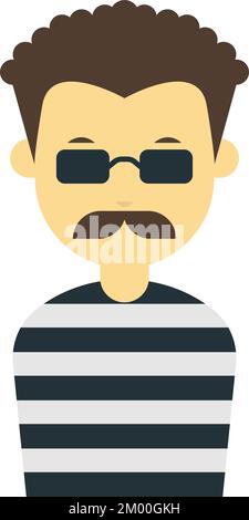 thief man illustration in minimal style isolated on background Stock Vector