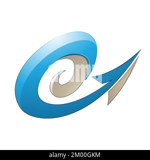 Illustration of Hurricane Shaped Embossed Arrow in Blue and Beige Colors isolated on a White Background Stock Vector