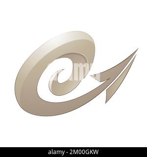 Illustration of Hurricane Shaped Embossed Beige Arrow isolated on a White Background Stock Vector
