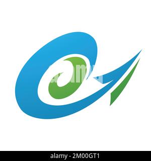 Illustration of Hurricane Shaped Arrow in Blue and Green Colors isolated on a White Background Stock Vector