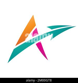 Illustration of Spiky Letter A with a Diagonal Arrow in Magenta Orange and Green Colors isolated on a White Background Stock Vector