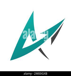 Illustration of Spiky Arrow Shaped Letter A in Persian Green and Black Colors isolated on a White Background Stock Vector