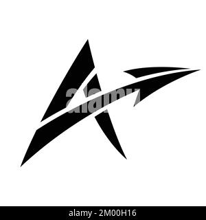 Illustration of Spiky Black Letter A with a Diagonal Arrow isolated on a White Background Stock Vector