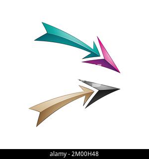 Illustration of Side Facing Green and Beige Arrows isolated on a White Background Stock Vector