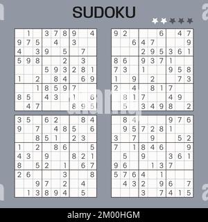 Set of Vector Sudoku puzzles. Easy level.  Stock Vector