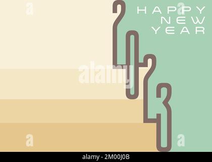 Happy New Year 2023 retro greeting card and poster design Stock Vector