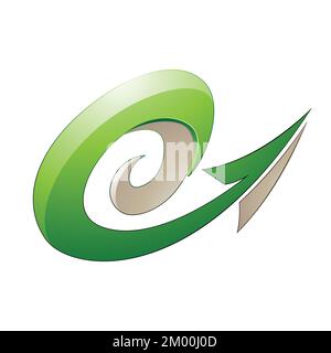 Illustration of Hurricane Shaped Embossed Arrow in Green and Beige Colors isolated on a White Background Stock Vector