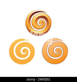 Illustration of Swirly Round Orange Shapes isolated on a White Background Stock Vector