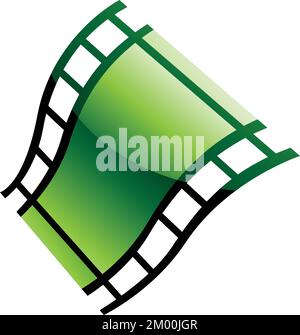 Green Film Reel on a White Background Stock Vector