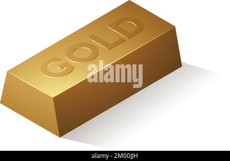 Gold Bar with Embossed Text isolated on a White Background Stock Vector