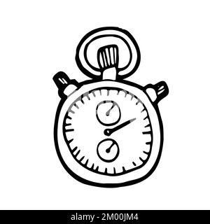 Doodle Stopwatch sketch. Vector hand drawn icon of Stopwatch. Isolated Stock Vector