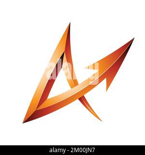 Illustration of Embossed Orange Arrow Shaped Letter A isolated on a White Background Stock Vector