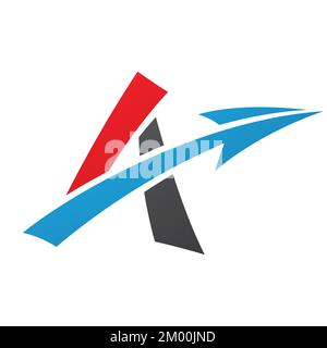Illustration of Freestyle Letter A with an Arrow in Black Red and Blue Colors isolated on a White Background Stock Vector