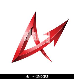 Illustration of Embossed Red Arrow Shaped Letter A isolated on a White Background Stock Vector